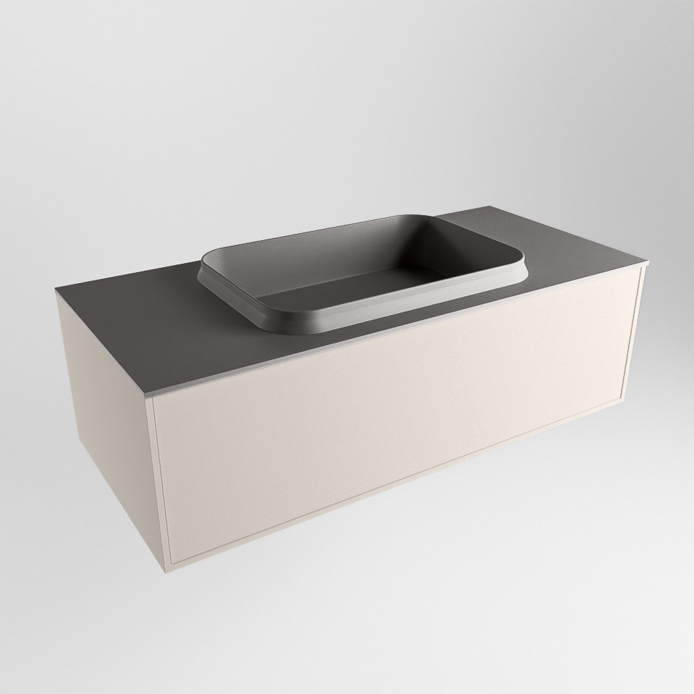 MONDIAZ ERIN 100cm mueble de baño color Linen 1 cajón. Lavabo RIDGE Centro sin orificio color Dark Grey. 4 MONDIAZ ERIN 100cm mueble de baño color Linen 1 cajón. Lavabo RIDGE Centro sin orificio color Dark Grey. - Imagen 4