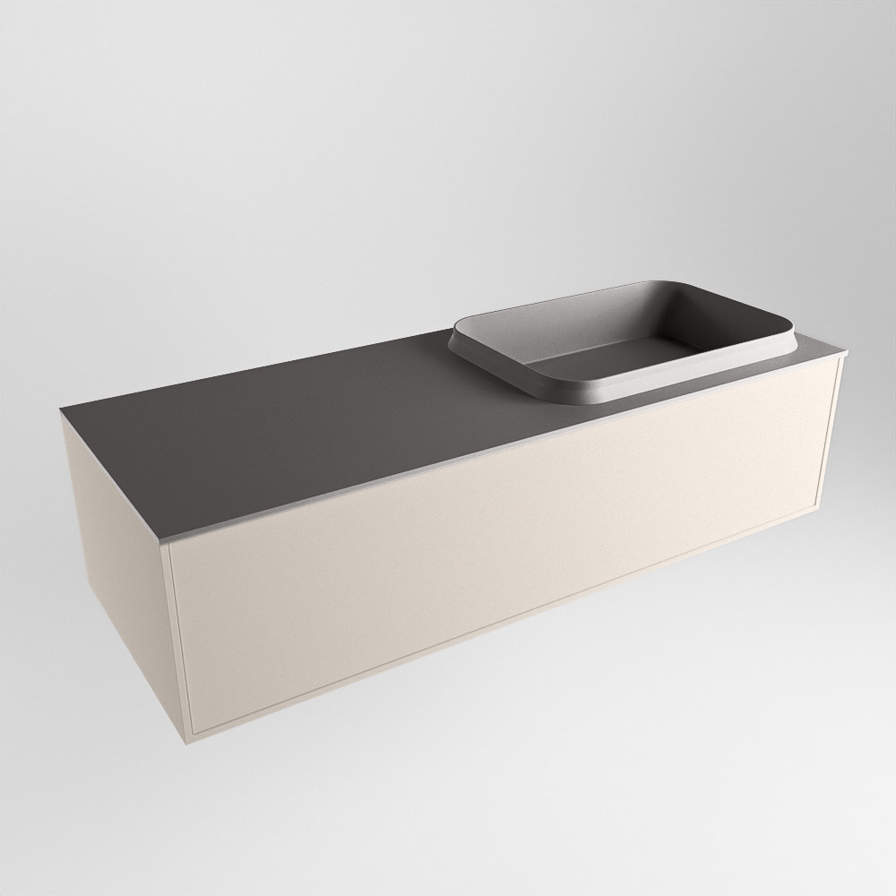 MONDIAZ ERIN 120cm mueble de baño color Linen 1 cajón. Lavabo RIDGE Derecho sin orificio color Dark Grey. 4 MONDIAZ ERIN 120cm mueble de baño color Linen 1 cajón. Lavabo RIDGE Derecho sin orificio color Dark Grey. - Imagen 4