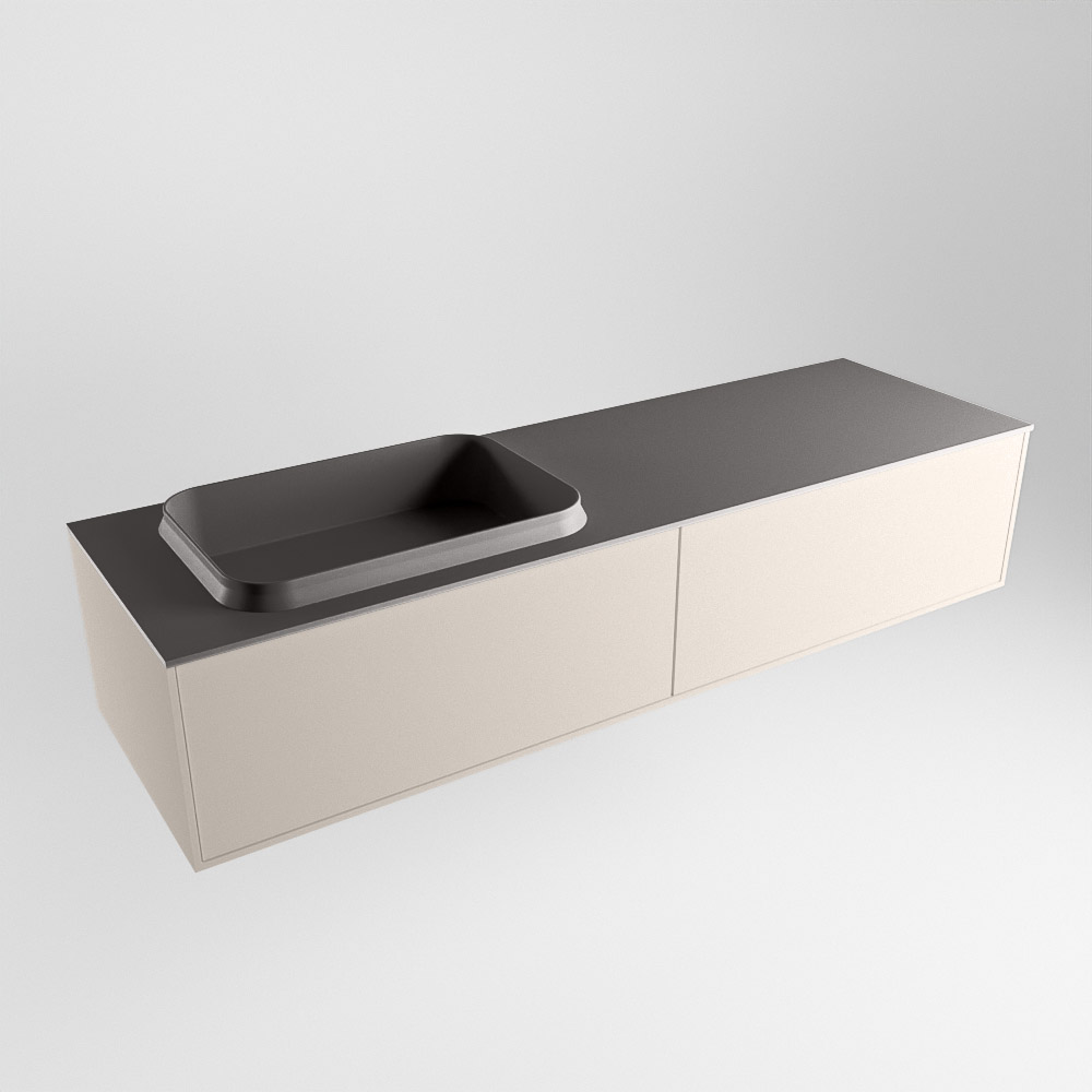 MONDIAZ ERIN 150cm mueble de baño color Linen 2 cajones. Lavabo RIDGE Izquierda 1 orificio color Dark Grey. 4 MONDIAZ ERIN 150cm mueble de baño color Linen 2 cajones. Lavabo RIDGE Izquierda 1 orificio color Dark Grey. - Imagen 4