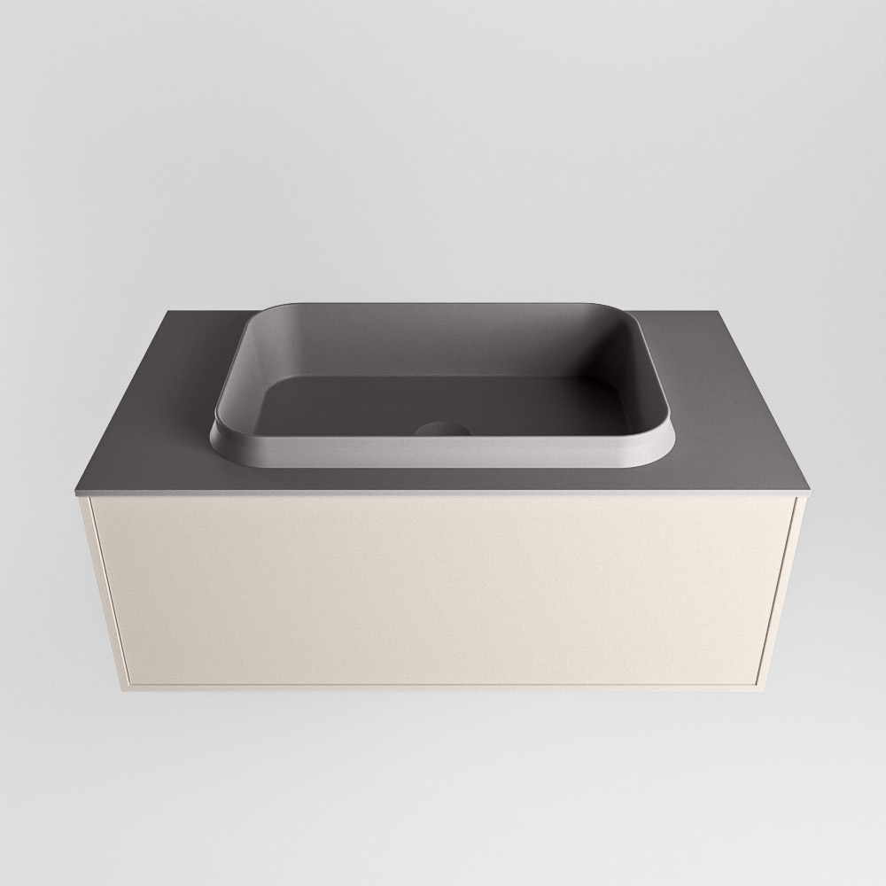 MONDIAZ ERIN 80cm mueble de baño color Linen 1 cajón. Lavabo RIDGE Centro 1 orificio color Dark Grey. 5 MONDIAZ ERIN 80cm mueble de baño color Linen 1 cajón. Lavabo RIDGE Centro 1 orificio color Dark Grey. - Imagen 5