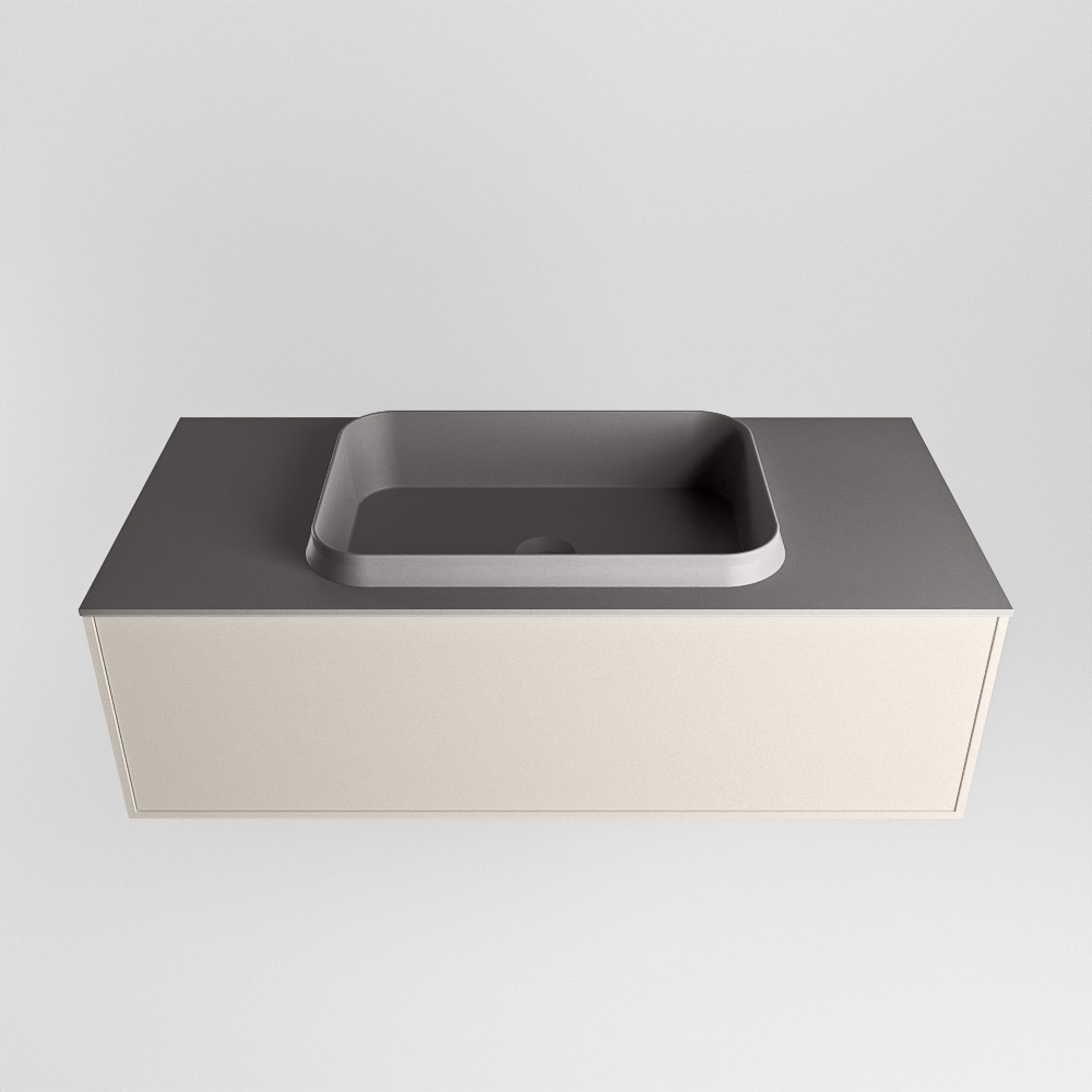 MONDIAZ ERIN 100cm mueble de baño color Linen 1 cajón. Lavabo RIDGE Centro sin orificio color Dark Grey. 5 MONDIAZ ERIN 100cm mueble de baño color Linen 1 cajón. Lavabo RIDGE Centro sin orificio color Dark Grey. - Imagen 5