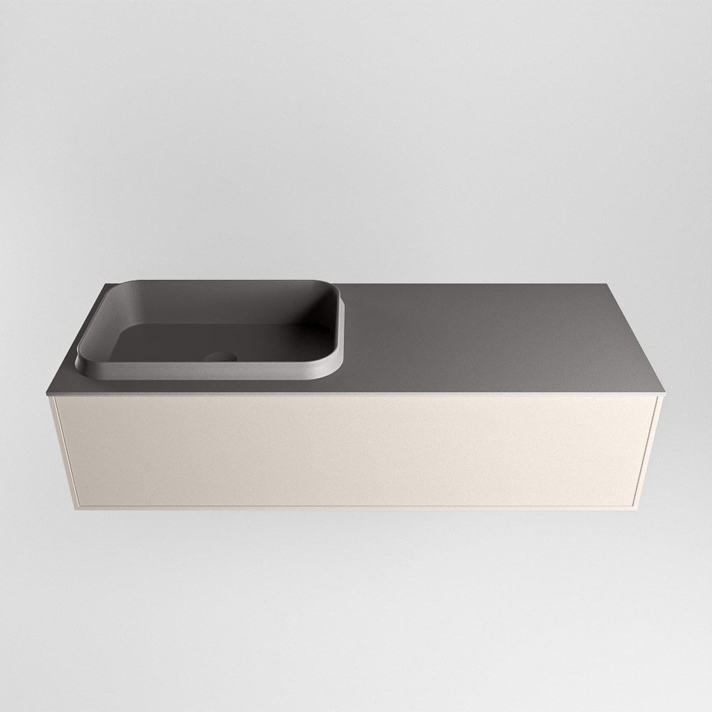 MONDIAZ ERIN 120cm mueble de baño color Linen 1 cajón. Lavabo RIDGE Izquierda sin orificio color Dark Grey. 5 MONDIAZ ERIN 120cm mueble de baño color Linen 1 cajón. Lavabo RIDGE Izquierda sin orificio color Dark Grey. - Imagen 5
