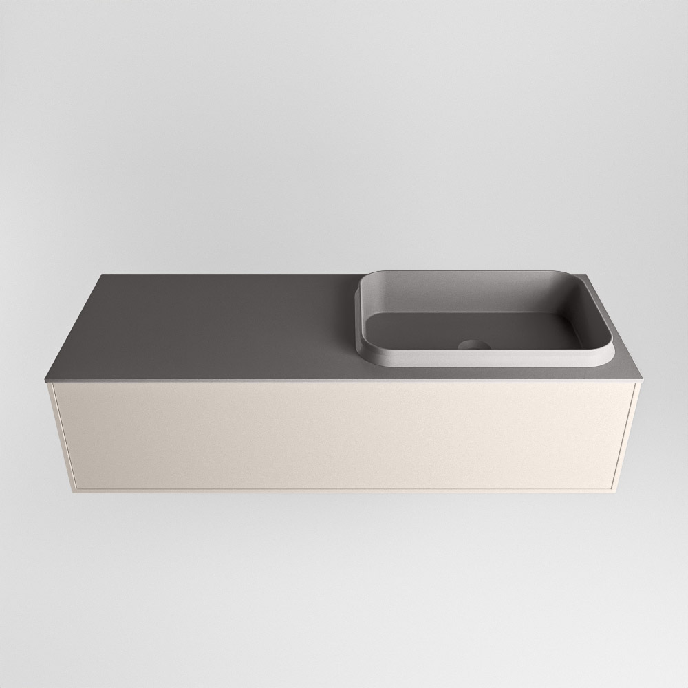 MONDIAZ ERIN 120cm mueble de baño color Linen 1 cajón. Lavabo RIDGE Derecho sin orificio color Dark Grey. 5 MONDIAZ ERIN 120cm mueble de baño color Linen 1 cajón. Lavabo RIDGE Derecho sin orificio color Dark Grey. - Imagen 5