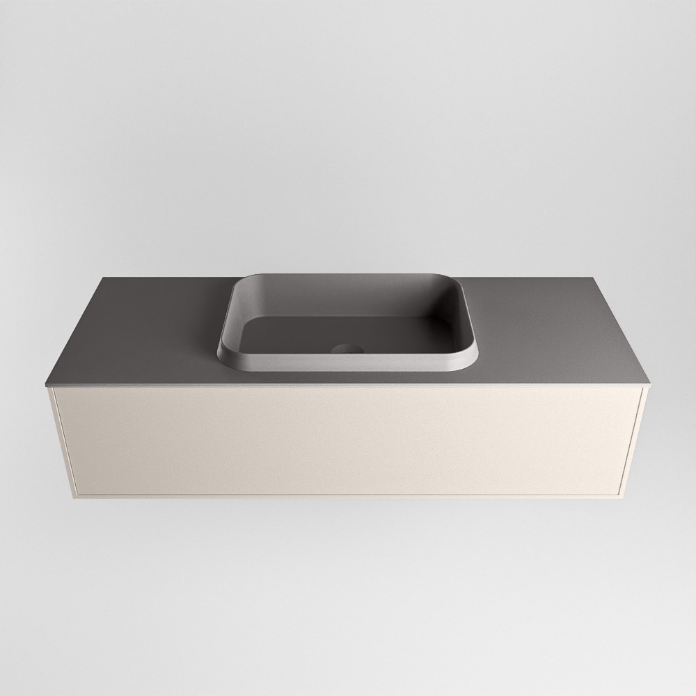 MONDIAZ ERIN 120cm mueble de baño color Linen 1 cajón. Lavabo RIDGE Centro 1 orificio color Dark Grey. 5 MONDIAZ ERIN 120cm mueble de baño color Linen 1 cajón. Lavabo RIDGE Centro 1 orificio color Dark Grey. - Imagen 5