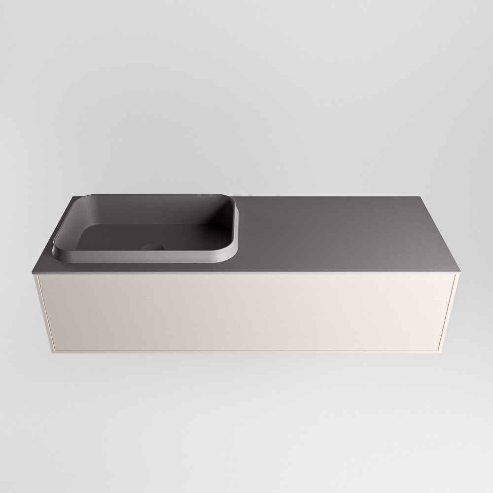 MONDIAZ ERIN 120cm mueble de baño color Linen 1 cajón. Lavabo RIDGE Izquierda 1 orificio color Dark Grey. 5 MONDIAZ ERIN 120cm mueble de baño color Linen 1 cajón. Lavabo RIDGE Izquierda 1 orificio color Dark Grey. - Imagen 5