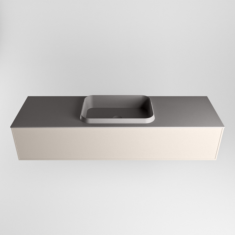 MONDIAZ ERIN 150cm mueble de baño color Linen 1 cajón. Lavabo RIDGE Centro 1 orificio color Dark Grey. 5 MONDIAZ ERIN 150cm mueble de baño color Linen 1 cajón. Lavabo RIDGE Centro 1 orificio color Dark Grey. - Imagen 5