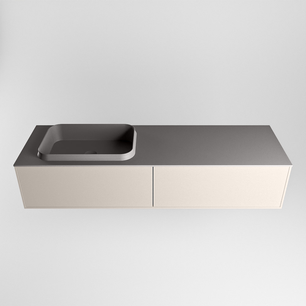 MONDIAZ ERIN 150cm mueble de baño color Linen 2 cajones. Lavabo RIDGE Izquierda 1 orificio color Dark Grey. 5 MONDIAZ ERIN 150cm mueble de baño color Linen 2 cajones. Lavabo RIDGE Izquierda 1 orificio color Dark Grey. - Imagen 5