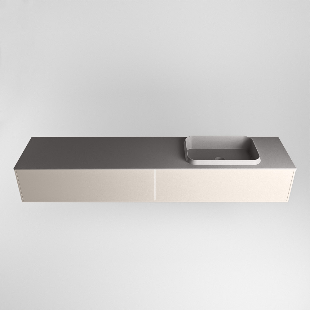 MONDIAZ ERIN 200cm mueble de baño color Linen 2 cajones. Lavabo RIDGE Derecho sin orificio color Dark Grey. 5 MONDIAZ ERIN 200cm mueble de baño color Linen 2 cajones. Lavabo RIDGE Derecho sin orificio color Dark Grey. - Imagen 5