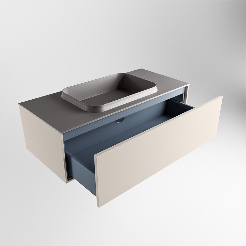 MONDIAZ ERIN 100cm mueble de baño color Linen 1 cajón. Lavabo RIDGE Centro sin orificio color Dark Grey. 6 MONDIAZ ERIN 100cm mueble de baño color Linen 1 cajón. Lavabo RIDGE Centro sin orificio color Dark Grey. - Imagen 6