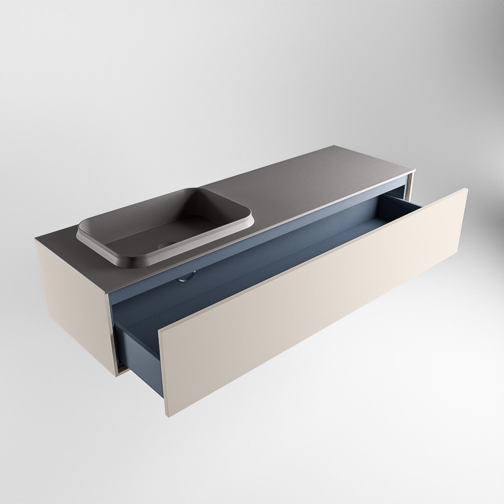 MONDIAZ ERIN 150cm mueble de baño color Linen 1 cajón. Lavabo RIDGE Izquierda sin orificio color Dark Grey. 6 MONDIAZ ERIN 150cm mueble de baño color Linen 1 cajón. Lavabo RIDGE Izquierda sin orificio color Dark Grey. - Imagen 6