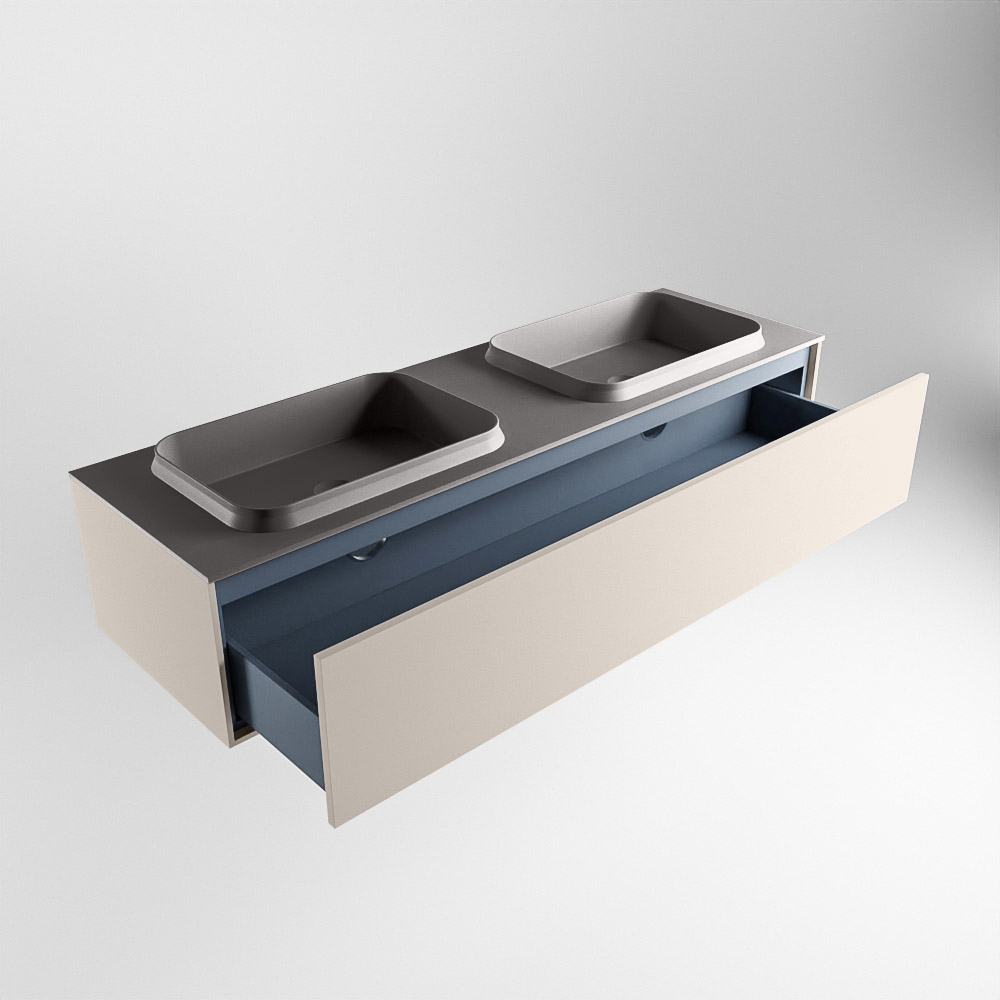 MONDIAZ ERIN 150cm mueble de baño color Linen 1 cajón. Lavabo RIDGE Doble sin orificio color Dark Grey. 6 MONDIAZ ERIN 150cm mueble de baño color Linen 1 cajón. Lavabo RIDGE Doble sin orificio color Dark Grey. - Imagen 6