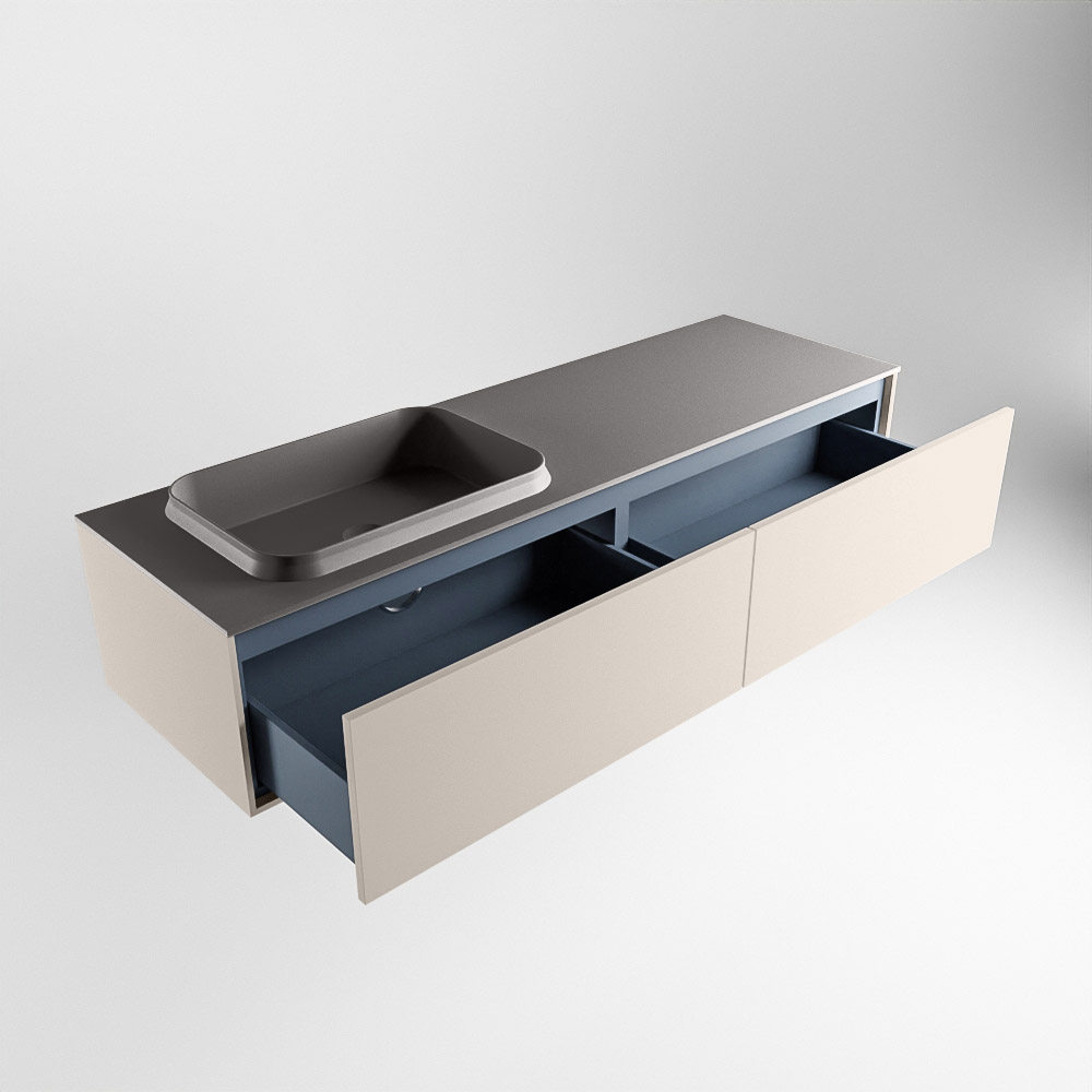 MONDIAZ ERIN 150cm mueble de baño color Linen 2 cajones. Lavabo RIDGE Izquierda 1 orificio color Dark Grey. 6 MONDIAZ ERIN 150cm mueble de baño color Linen 2 cajones. Lavabo RIDGE Izquierda 1 orificio color Dark Grey. - Imagen 6