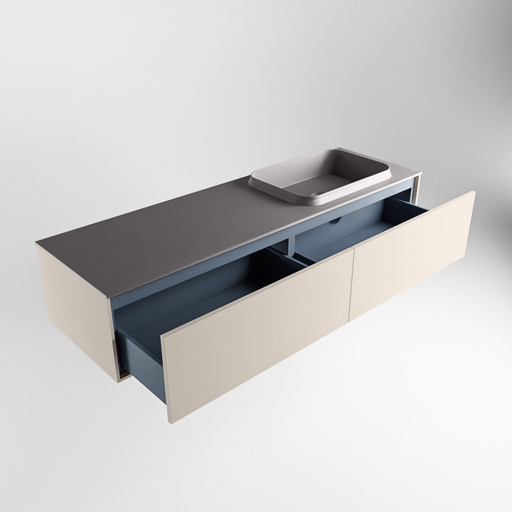 MONDIAZ ERIN 150cm mueble de baño color Linen 2 cajones. Lavabo RIDGE Derecho 1 orificio color Dark Grey. 6 MONDIAZ ERIN 150cm mueble de baño color Linen 2 cajones. Lavabo RIDGE Derecho 1 orificio color Dark Grey. - Imagen 6