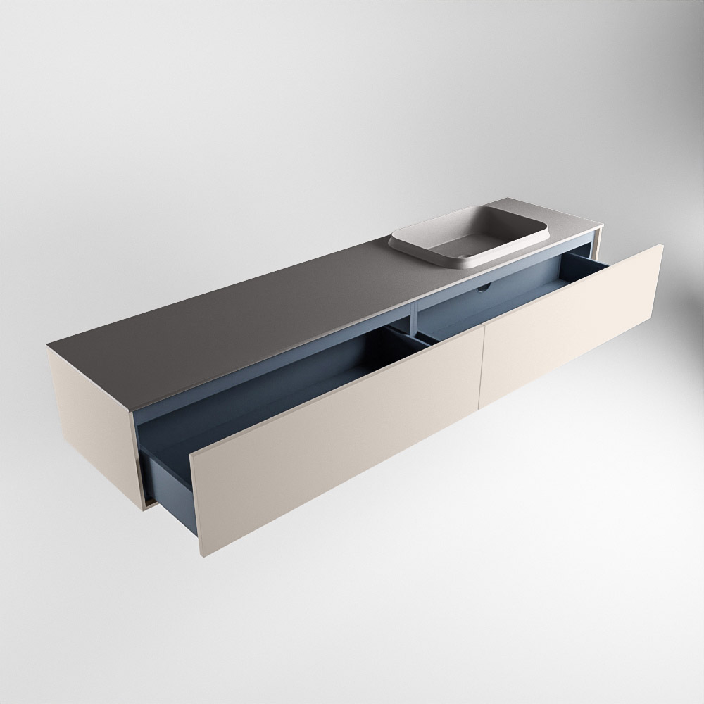 MONDIAZ ERIN 200cm mueble de baño color Linen 2 cajones. Lavabo RIDGE Derecho sin orificio color Dark Grey. 6 MONDIAZ ERIN 200cm mueble de baño color Linen 2 cajones. Lavabo RIDGE Derecho sin orificio color Dark Grey. - Imagen 6