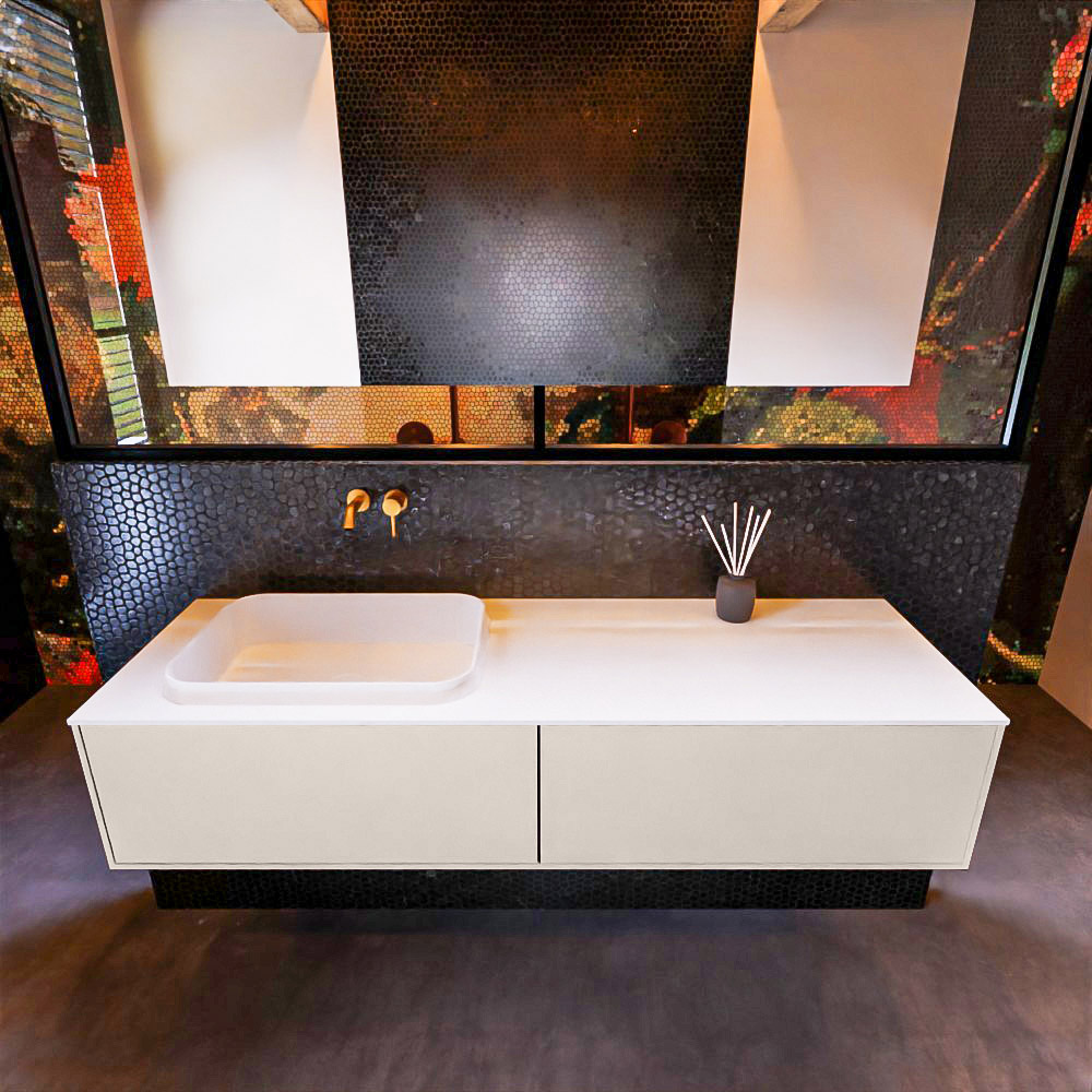 MONDIAZ ERIN 150cm mueble de baño color Linen 2 cajones. Lavabo RIDGE Izquierda sin orificio color Talc. 3 MONDIAZ ERIN 150cm mueble de baño color Linen 2 cajones. Lavabo RIDGE Izquierda sin orificio color Talc. - Imagen 3