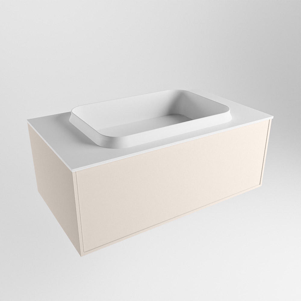 MONDIAZ ERIN 80cm mueble de baño color Linen 1 cajón. Lavabo RIDGE Centro sin orificio color Talc. 4 MONDIAZ ERIN 80cm mueble de baño color Linen 1 cajón. Lavabo RIDGE Centro sin orificio color Talc. - Imagen 4
