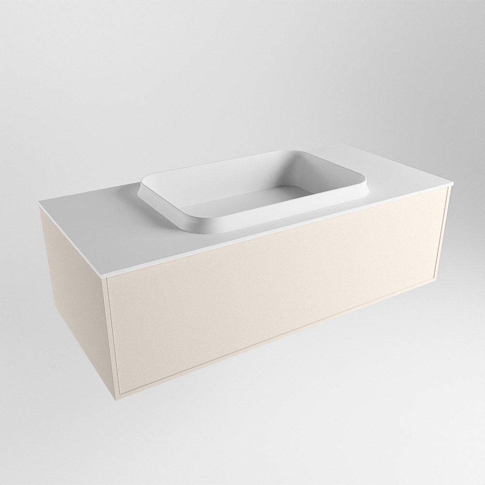 MONDIAZ ERIN 100cm mueble de baño color Linen 1 cajón. Lavabo RIDGE Centro sin orificio color Talc. 4 MONDIAZ ERIN 100cm mueble de baño color Linen 1 cajón. Lavabo RIDGE Centro sin orificio color Talc. - Imagen 4