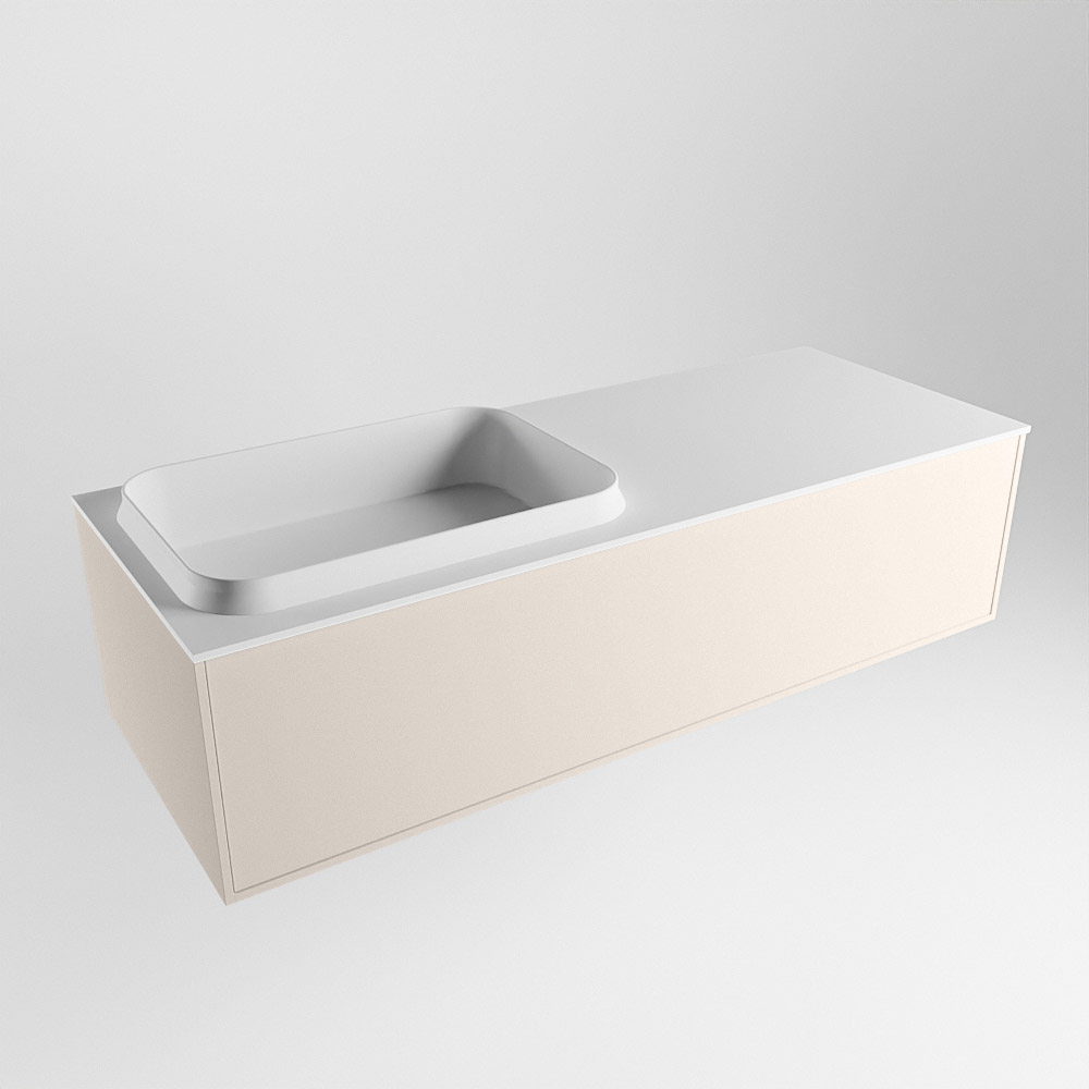 MONDIAZ ERIN 120cm mueble de baño color Linen 1 cajón. Lavabo RIDGE Izquierda sin orificio color Talc. 4 MONDIAZ ERIN 120cm mueble de baño color Linen 1 cajón. Lavabo RIDGE Izquierda sin orificio color Talc. - Imagen 4