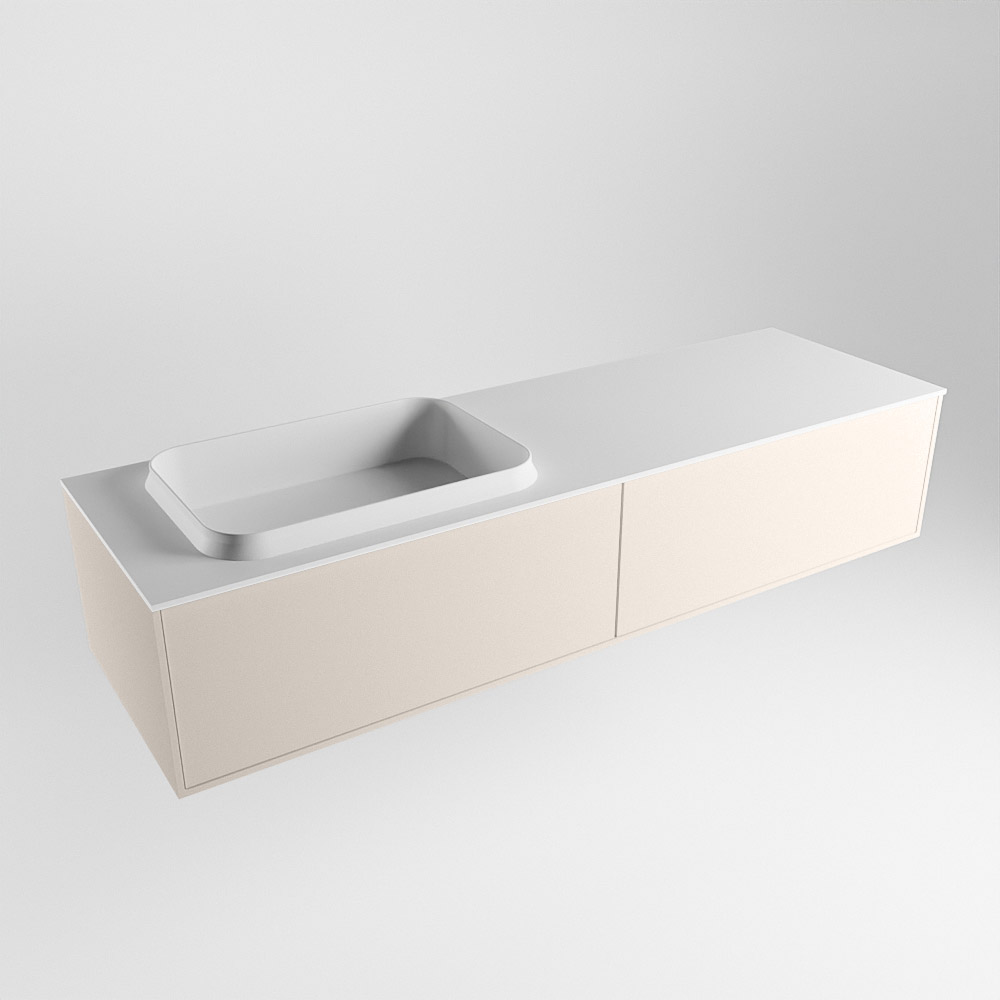 MONDIAZ ERIN 150cm mueble de baño color Linen 2 cajones. Lavabo RIDGE Izquierda sin orificio color Talc. 4 MONDIAZ ERIN 150cm mueble de baño color Linen 2 cajones. Lavabo RIDGE Izquierda sin orificio color Talc. - Imagen 4
