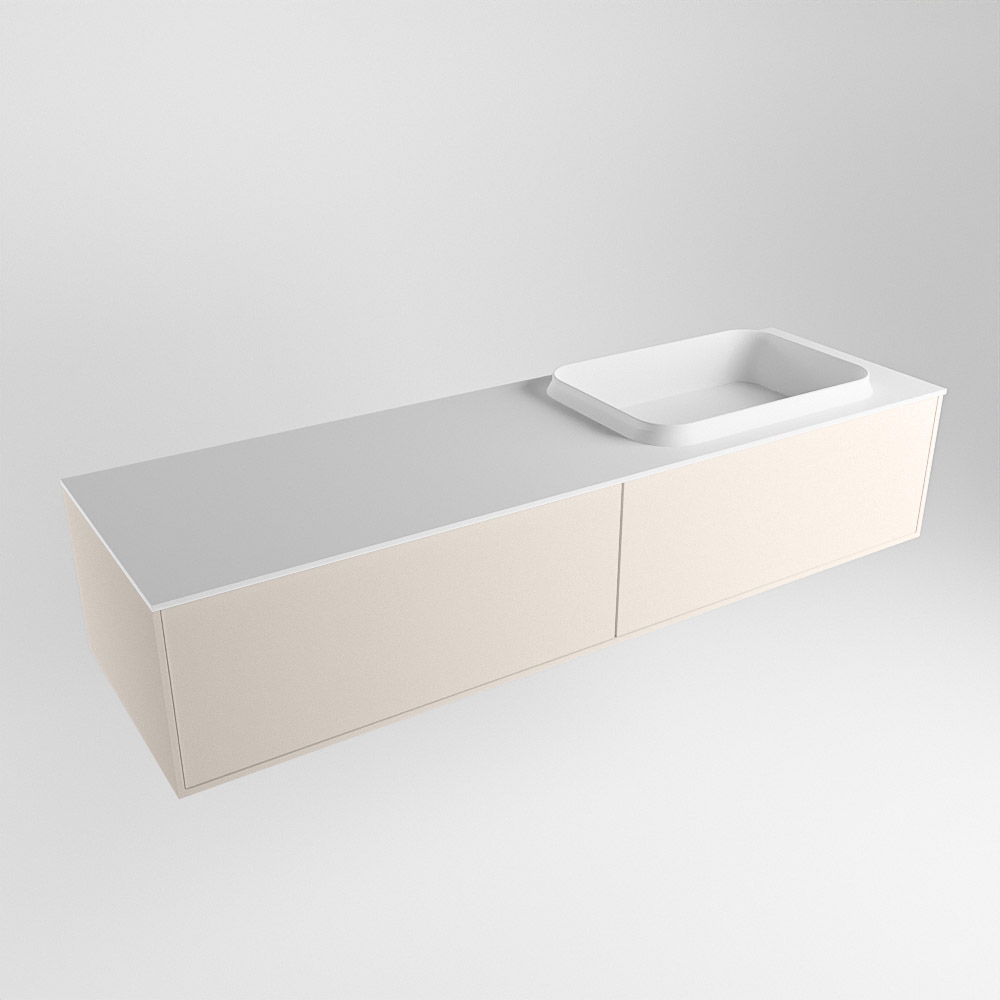 MONDIAZ ERIN 150cm mueble de baño color Linen 2 cajones. Lavabo RIDGE Derecho 1 orificio color Talc. 4 MONDIAZ ERIN 150cm mueble de baño color Linen 2 cajones. Lavabo RIDGE Derecho 1 orificio color Talc. - Imagen 4