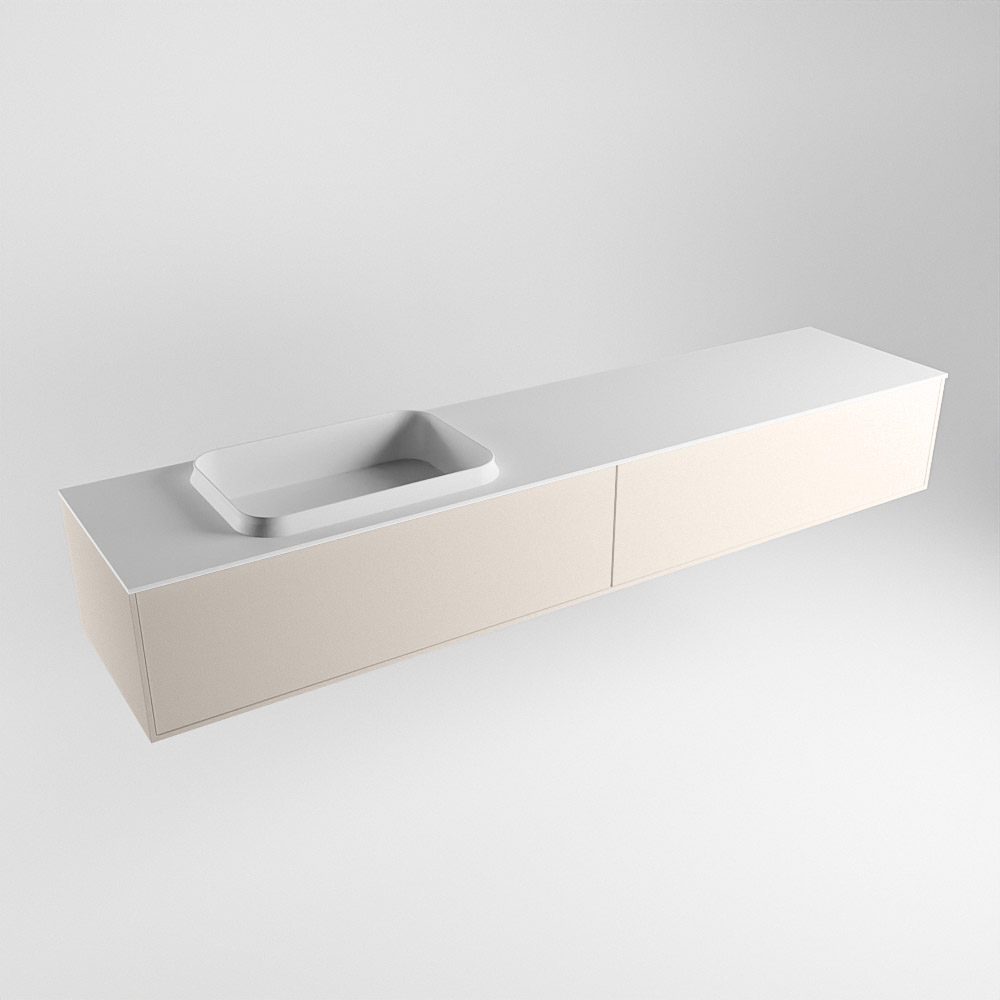 MONDIAZ ERIN 200cm mueble de baño color Linen 2 cajones. Lavabo RIDGE Izquierda 1 orificio color Talc. 4 MONDIAZ ERIN 200cm mueble de baño color Linen 2 cajones. Lavabo RIDGE Izquierda 1 orificio color Talc. - Imagen 4