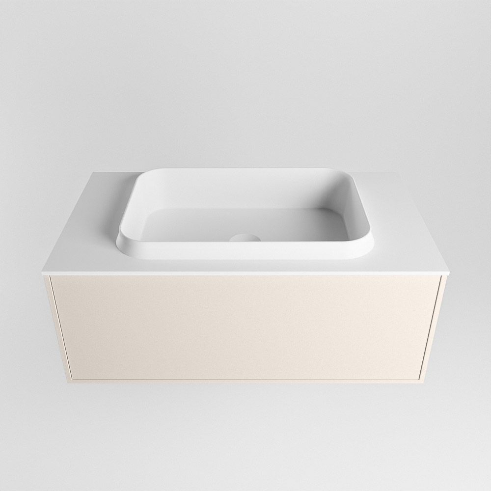 MONDIAZ ERIN 80cm mueble de baño color Linen 1 cajón. Lavabo RIDGE Centro sin orificio color Talc. 5 MONDIAZ ERIN 80cm mueble de baño color Linen 1 cajón. Lavabo RIDGE Centro sin orificio color Talc. - Imagen 5