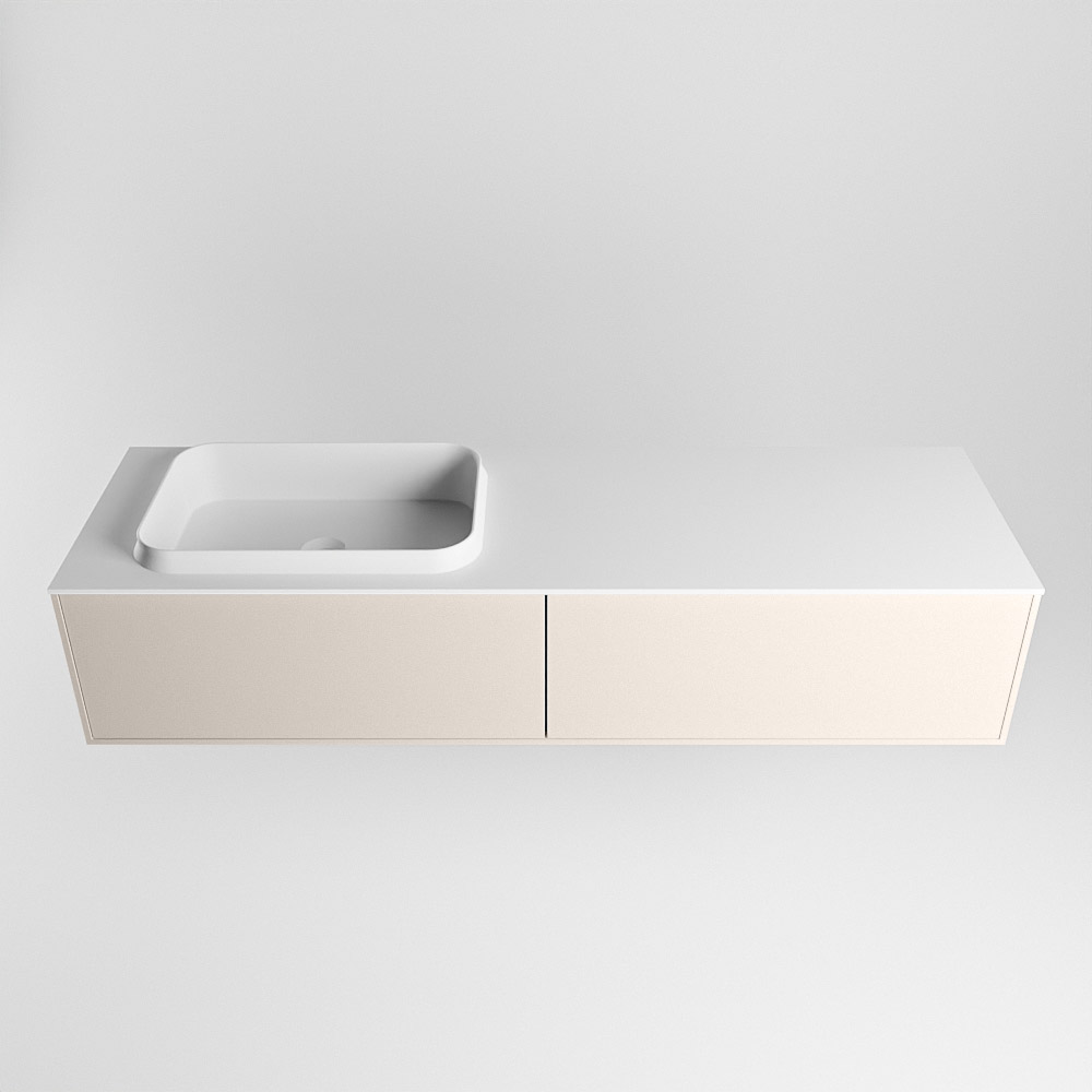 MONDIAZ ERIN 150cm mueble de baño color Linen 2 cajones. Lavabo RIDGE Izquierda sin orificio color Talc. 5 MONDIAZ ERIN 150cm mueble de baño color Linen 2 cajones. Lavabo RIDGE Izquierda sin orificio color Talc. - Imagen 5