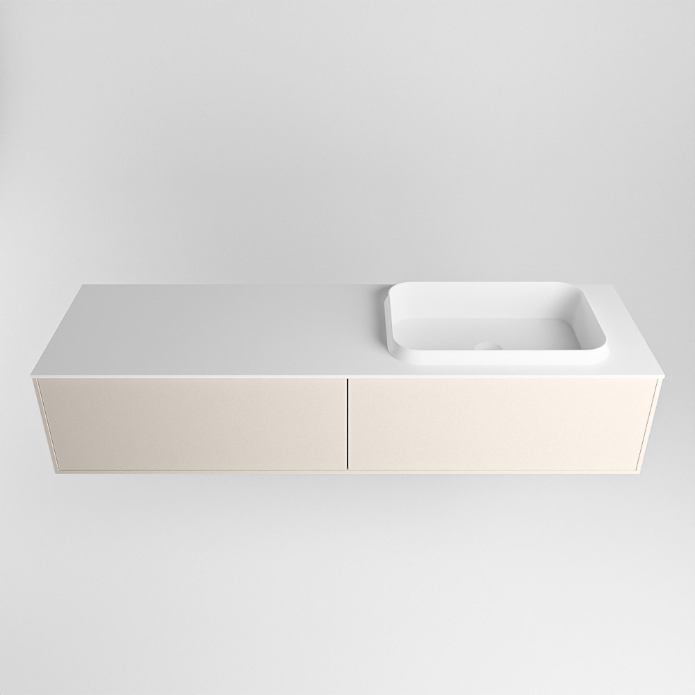 MONDIAZ ERIN 150cm mueble de baño color Linen 2 cajones. Lavabo RIDGE Derecho 1 orificio color Talc. 5 MONDIAZ ERIN 150cm mueble de baño color Linen 2 cajones. Lavabo RIDGE Derecho 1 orificio color Talc. - Imagen 5