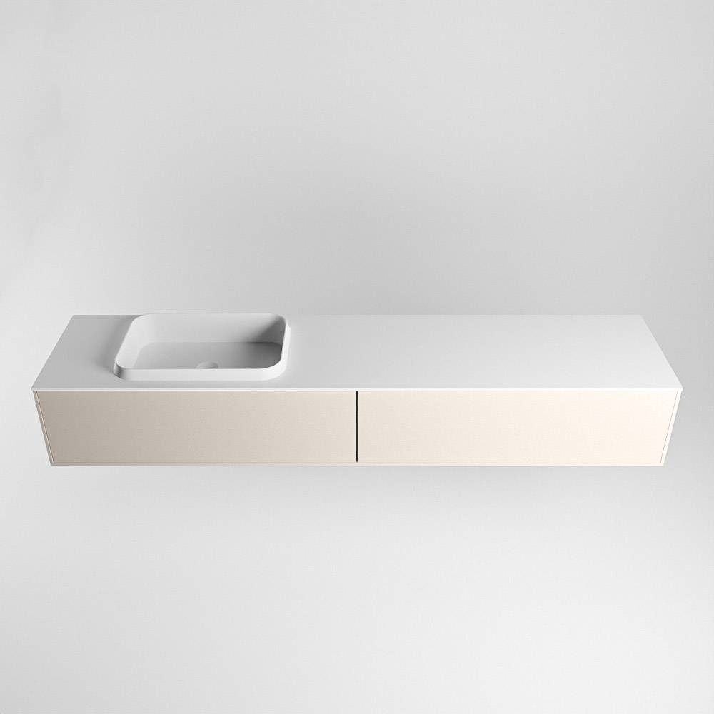 MONDIAZ ERIN 200cm mueble de baño color Linen 2 cajones. Lavabo RIDGE Izquierda 1 orificio color Talc. 5 MONDIAZ ERIN 200cm mueble de baño color Linen 2 cajones. Lavabo RIDGE Izquierda 1 orificio color Talc. - Imagen 5