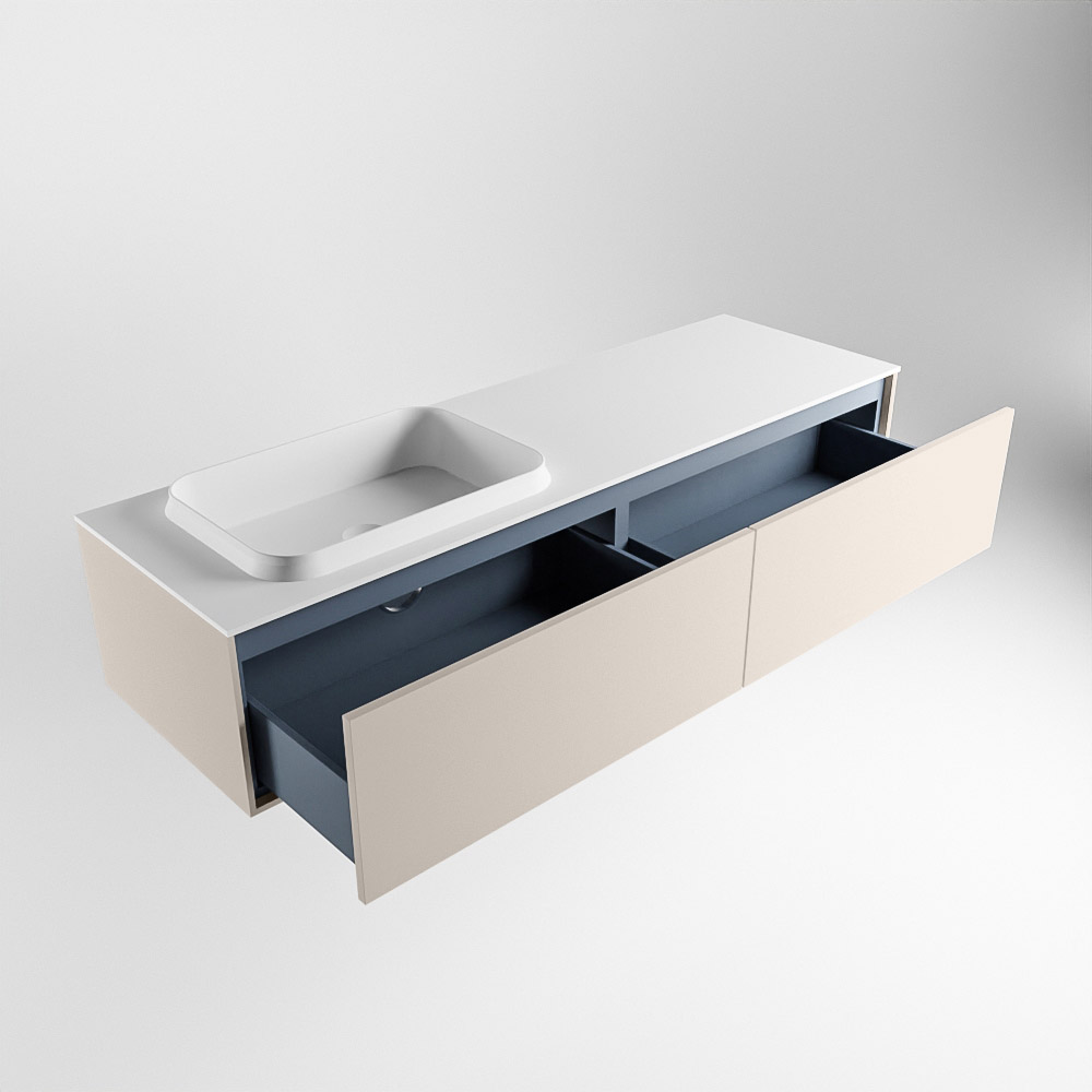 MONDIAZ ERIN 150cm mueble de baño color Linen 2 cajones. Lavabo RIDGE Izquierda sin orificio color Talc. 6 MONDIAZ ERIN 150cm mueble de baño color Linen 2 cajones. Lavabo RIDGE Izquierda sin orificio color Talc. - Imagen 6