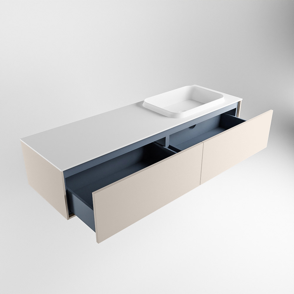 MONDIAZ ERIN 150cm mueble de baño color Linen 2 cajones. Lavabo RIDGE Derecho 1 orificio color Talc. 6 MONDIAZ ERIN 150cm mueble de baño color Linen 2 cajones. Lavabo RIDGE Derecho 1 orificio color Talc. - Imagen 6