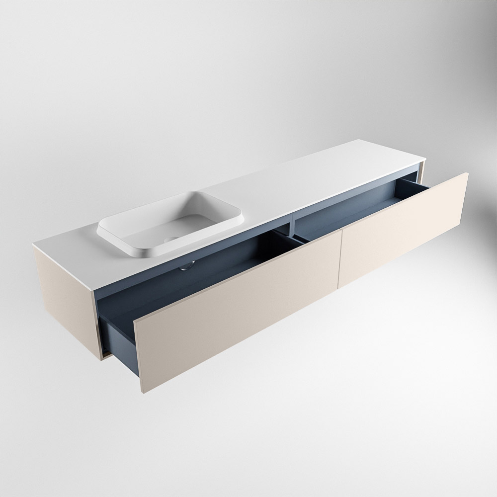 MONDIAZ ERIN 200cm mueble de baño color Linen 2 cajones. Lavabo RIDGE Izquierda 1 orificio color Talc. 6 MONDIAZ ERIN 200cm mueble de baño color Linen 2 cajones. Lavabo RIDGE Izquierda 1 orificio color Talc. - Imagen 6