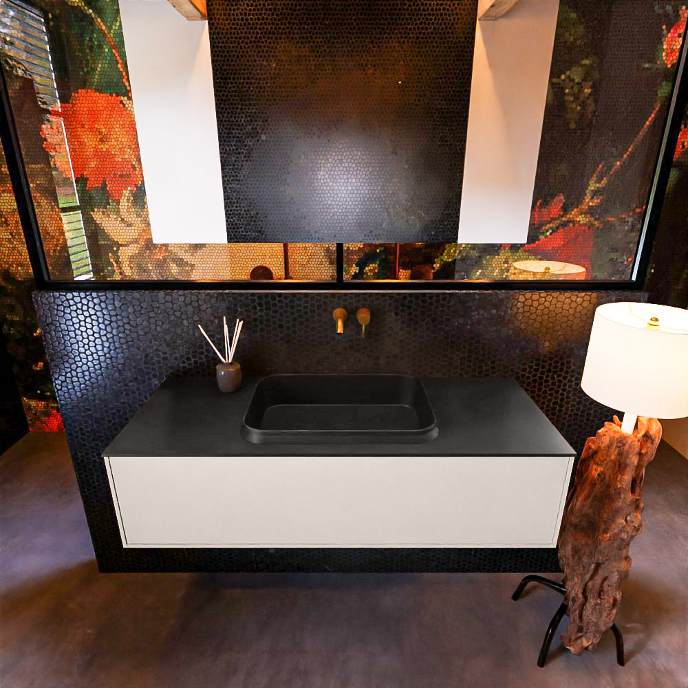 MONDIAZ ERIN 120cm mueble de baño color Linen 1 cajón. Lavabo RIDGE Centro sin orificio color Urban. 3 MONDIAZ ERIN 120cm mueble de baño color Linen 1 cajón. Lavabo RIDGE Centro sin orificio color Urban. - Imagen 3