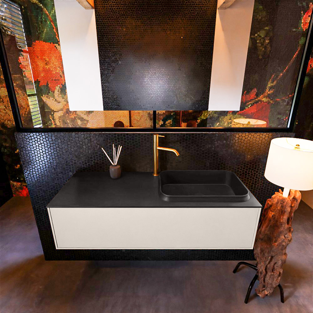 MONDIAZ ERIN 120cm mueble de baño color Linen 1 cajón. Lavabo RIDGE Derecho 1 orificio color Urban. 3 MONDIAZ ERIN 120cm mueble de baño color Linen 1 cajón. Lavabo RIDGE Derecho 1 orificio color Urban. - Imagen 3