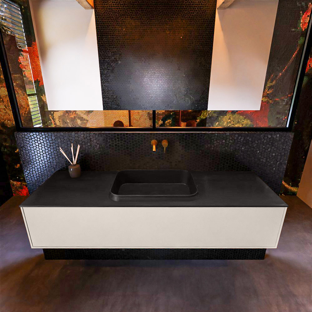 MONDIAZ ERIN 150cm mueble de baño color Linen 1 cajón. Lavabo RIDGE Centro sin orificio color Urban. 3 MONDIAZ ERIN 150cm mueble de baño color Linen 1 cajón. Lavabo RIDGE Centro sin orificio color Urban. - Imagen 3