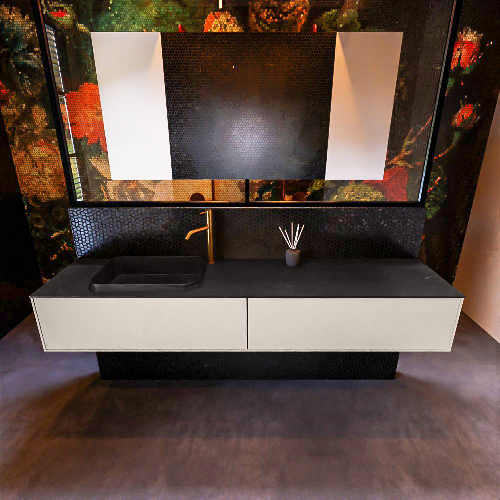 MONDIAZ ERIN 200cm mueble de baño color Linen 2 cajones. Lavabo RIDGE Izquierda 1 orificio color Urban. 3 MONDIAZ ERIN 200cm mueble de baño color Linen 2 cajones. Lavabo RIDGE Izquierda 1 orificio color Urban. - Imagen 3