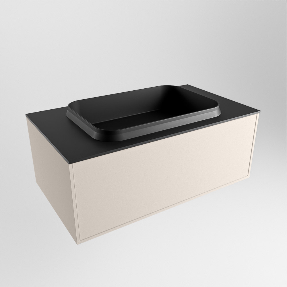 MONDIAZ ERIN 80cm mueble de baño color Linen 1 cajón. Lavabo RIDGE Centro sin orificio color Urban. 4 MONDIAZ ERIN 80cm mueble de baño color Linen 1 cajón. Lavabo RIDGE Centro sin orificio color Urban. - Imagen 4