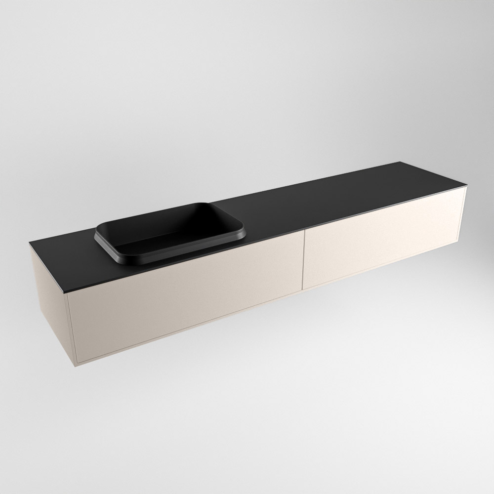 MONDIAZ ERIN 200cm mueble de baño color Linen 2 cajones. Lavabo RIDGE Izquierda sin orificio color Urban. 4 MONDIAZ ERIN 200cm mueble de baño color Linen 2 cajones. Lavabo RIDGE Izquierda sin orificio color Urban. - Imagen 4