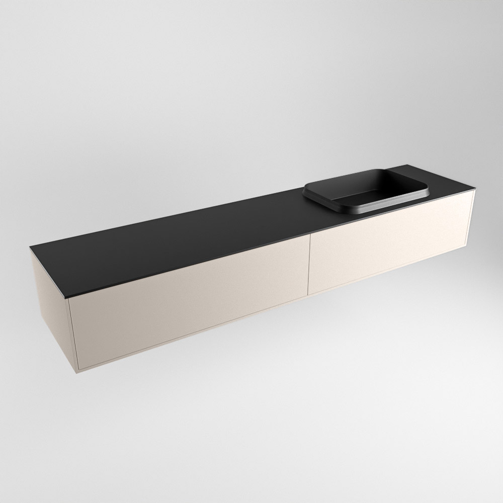 MONDIAZ ERIN 200cm mueble de baño color Linen 2 cajones. Lavabo RIDGE Derecho sin orificio color Urban. 4 MONDIAZ ERIN 200cm mueble de baño color Linen 2 cajones. Lavabo RIDGE Derecho sin orificio color Urban. - Imagen 4