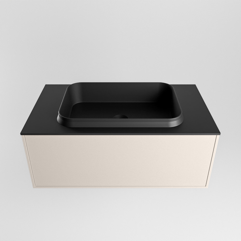 MONDIAZ ERIN 80cm mueble de baño color Linen 1 cajón. Lavabo RIDGE Centro sin orificio color Urban. 5 MONDIAZ ERIN 80cm mueble de baño color Linen 1 cajón. Lavabo RIDGE Centro sin orificio color Urban. - Imagen 5