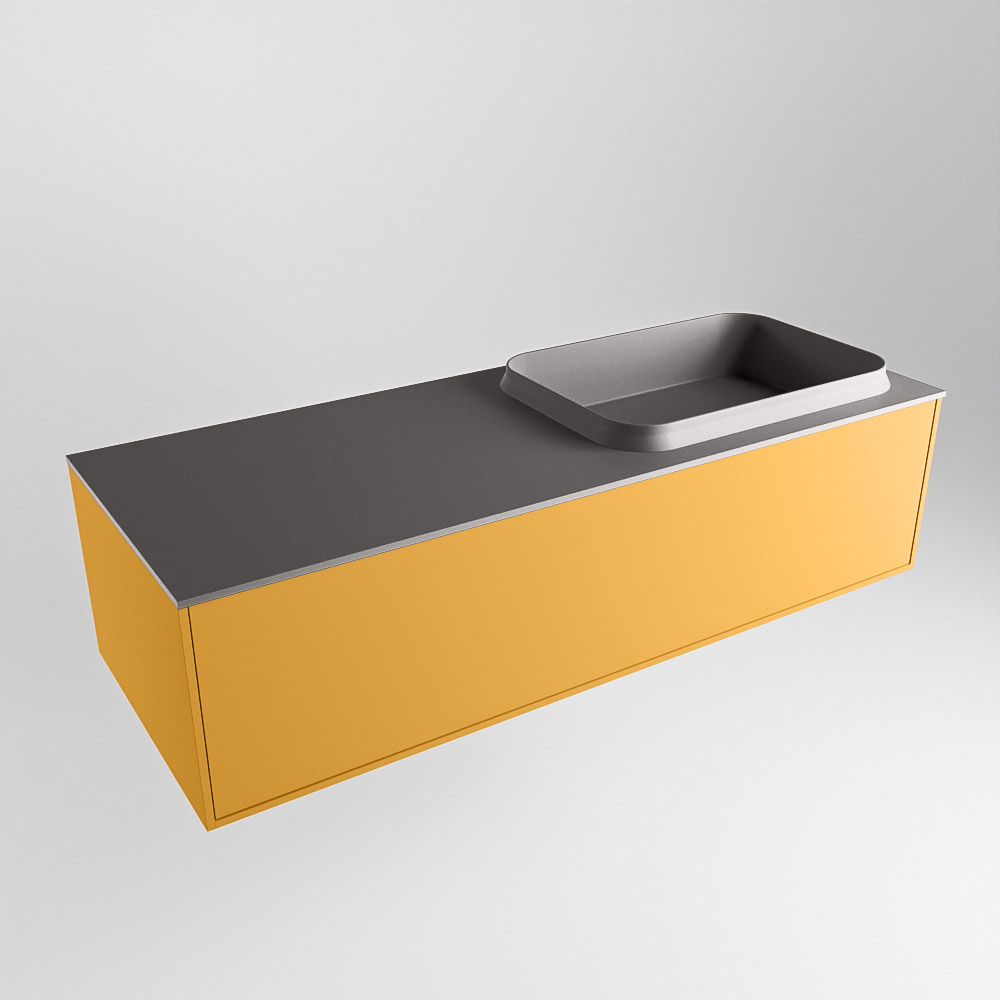 MONDIAZ ERIN 120cm mueble de baño color Ocher 1 cajón. Lavabo RIDGE Derecho 1 orificio color Dark Grey. 4 MONDIAZ ERIN 120cm mueble de baño color Ocher 1 cajón. Lavabo RIDGE Derecho 1 orificio color Dark Grey. - Imagen 4