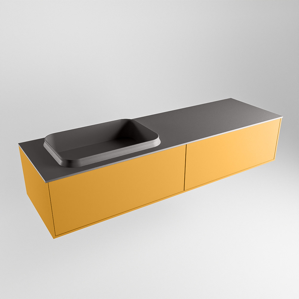 MONDIAZ ERIN 150cm mueble de baño color Ocher 2 cajones. Lavabo RIDGE Izquierda sin orificio color Dark Grey. 4 MONDIAZ ERIN 150cm mueble de baño color Ocher 2 cajones. Lavabo RIDGE Izquierda sin orificio color Dark Grey. - Imagen 4