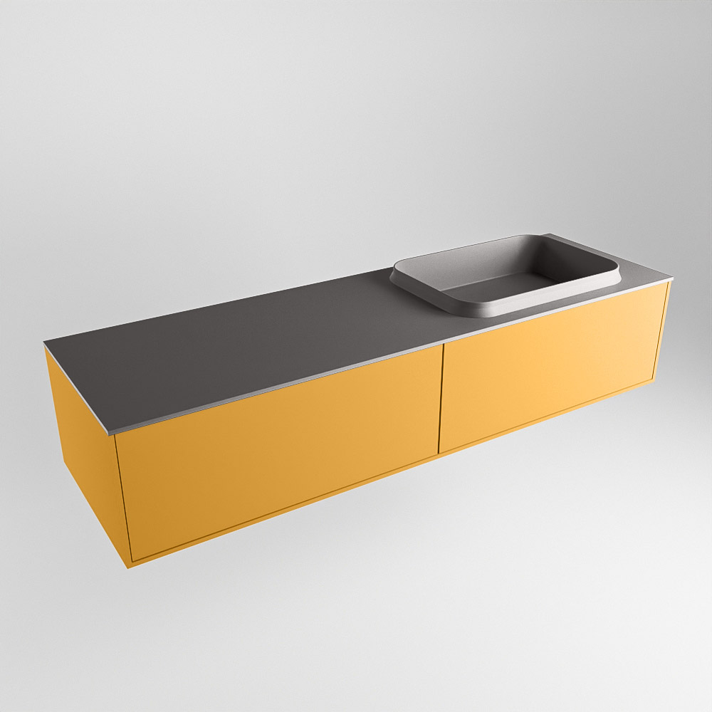 MONDIAZ ERIN 150cm mueble de baño color Ocher 2 cajones. Lavabo RIDGE Derecho 1 orificio color Dark Grey. 4 MONDIAZ ERIN 150cm mueble de baño color Ocher 2 cajones. Lavabo RIDGE Derecho 1 orificio color Dark Grey. - Imagen 4