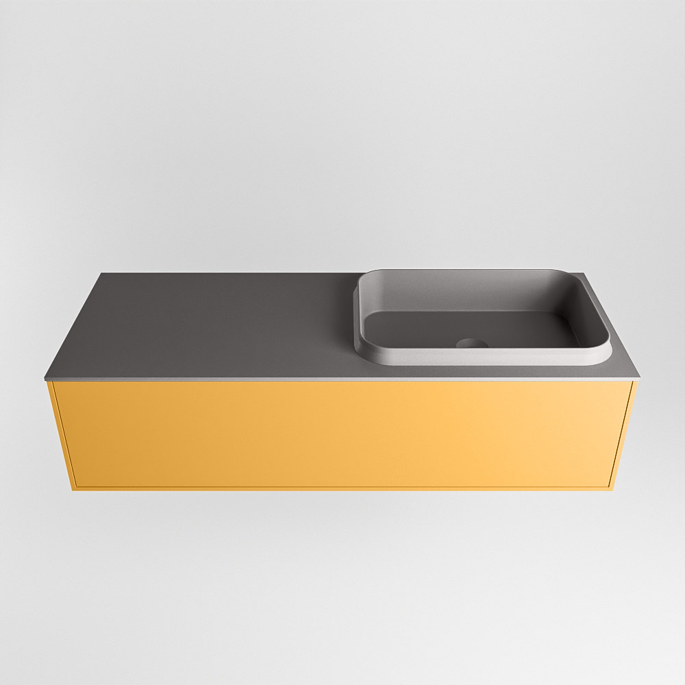 MONDIAZ ERIN 120cm mueble de baño color Ocher 1 cajón. Lavabo RIDGE Derecho 1 orificio color Dark Grey. 5 MONDIAZ ERIN 120cm mueble de baño color Ocher 1 cajón. Lavabo RIDGE Derecho 1 orificio color Dark Grey. - Imagen 5