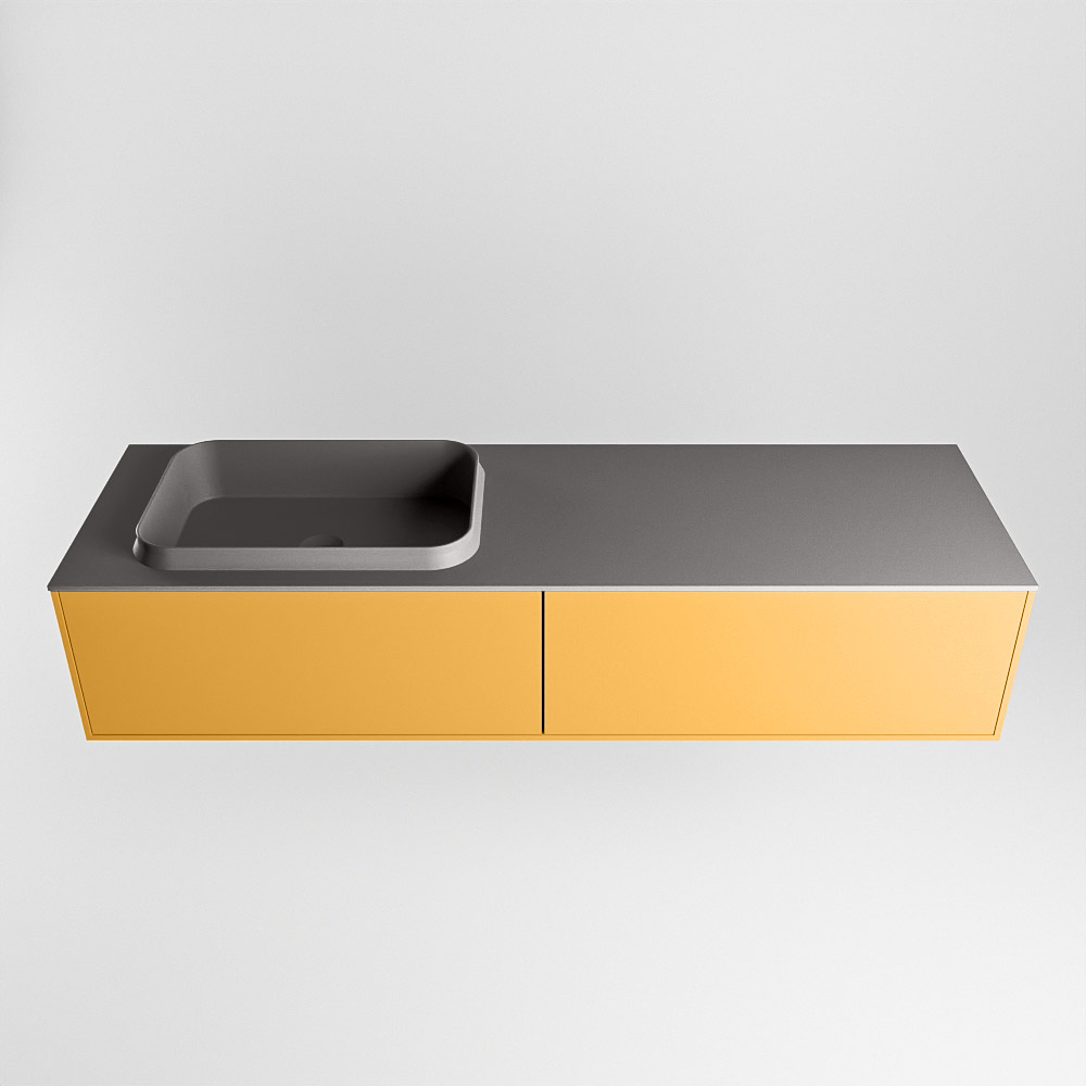 MONDIAZ ERIN 150cm mueble de baño color Ocher 2 cajones. Lavabo RIDGE Izquierda sin orificio color Dark Grey. 5 MONDIAZ ERIN 150cm mueble de baño color Ocher 2 cajones. Lavabo RIDGE Izquierda sin orificio color Dark Grey. - Imagen 5