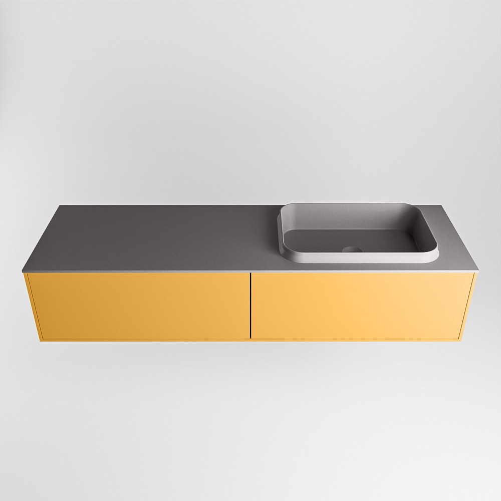 MONDIAZ ERIN 150cm mueble de baño color Ocher 2 cajones. Lavabo RIDGE Derecho 1 orificio color Dark Grey. 5 MONDIAZ ERIN 150cm mueble de baño color Ocher 2 cajones. Lavabo RIDGE Derecho 1 orificio color Dark Grey. - Imagen 5