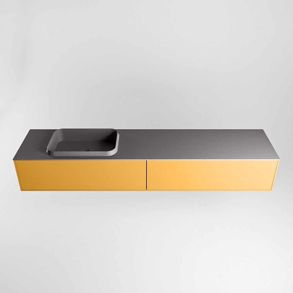 MONDIAZ ERIN 200cm mueble de baño color Ocher 2 cajones. Lavabo RIDGE Izquierda 1 orificio color Dark Grey. 5 MONDIAZ ERIN 200cm mueble de baño color Ocher 2 cajones. Lavabo RIDGE Izquierda 1 orificio color Dark Grey. - Imagen 5