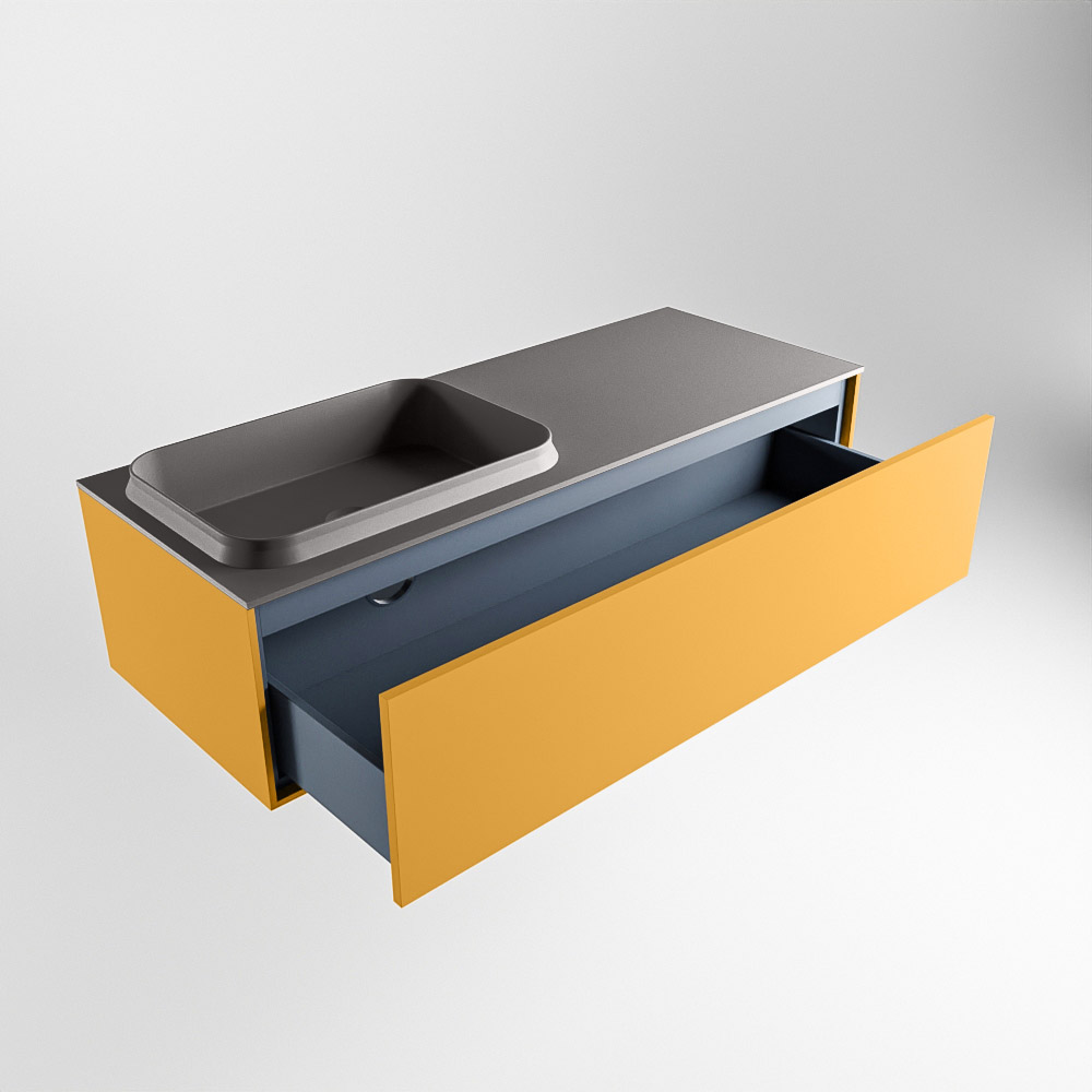 MONDIAZ ERIN 120cm mueble de baño color Ocher 1 cajón. Lavabo RIDGE Izquierda 1 orificio color Dark Grey. 6 MONDIAZ ERIN 120cm mueble de baño color Ocher 1 cajón. Lavabo RIDGE Izquierda 1 orificio color Dark Grey. - Imagen 6