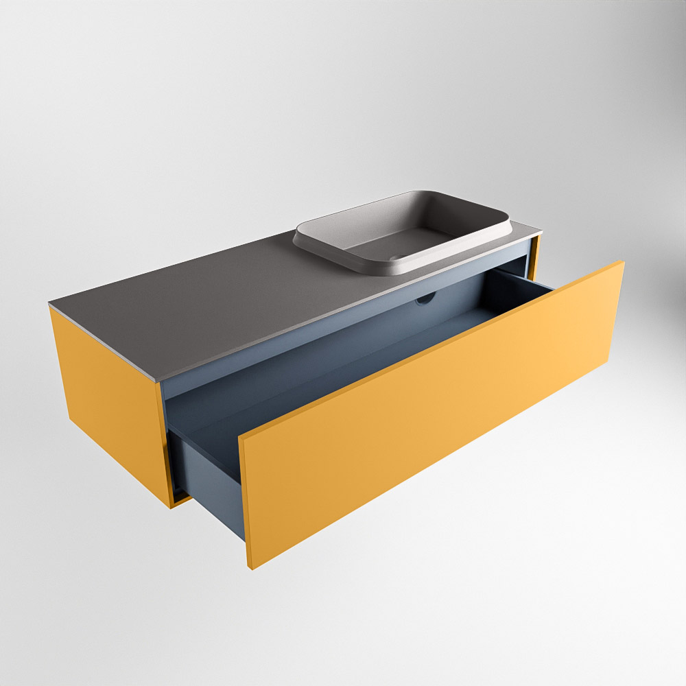 MONDIAZ ERIN 120cm mueble de baño color Ocher 1 cajón. Lavabo RIDGE Derecho 1 orificio color Dark Grey. 6 MONDIAZ ERIN 120cm mueble de baño color Ocher 1 cajón. Lavabo RIDGE Derecho 1 orificio color Dark Grey. - Imagen 6
