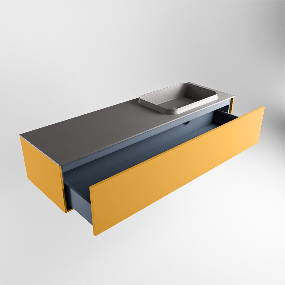 MONDIAZ ERIN 150cm mueble de baño color Ocher 1 cajón. Lavabo RIDGE Derecho sin orificio color Dark Grey. 6 MONDIAZ ERIN 150cm mueble de baño color Ocher 1 cajón. Lavabo RIDGE Derecho sin orificio color Dark Grey. - Imagen 6
